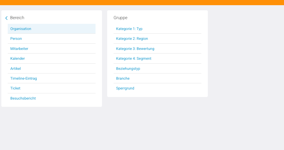 Administration: Kategorietyp Organisation mit benannten Gruppen