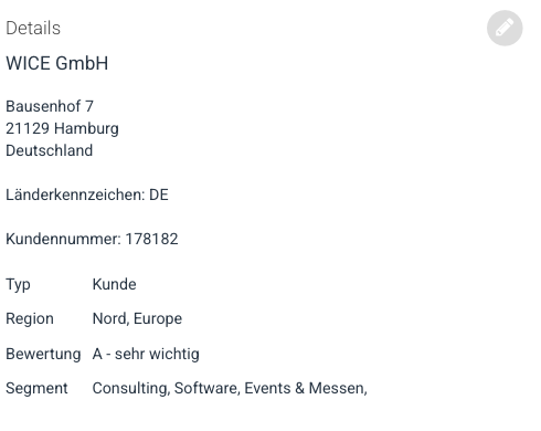 Organisations-Detail: gepflegte Kategorien am Stammdatensatz