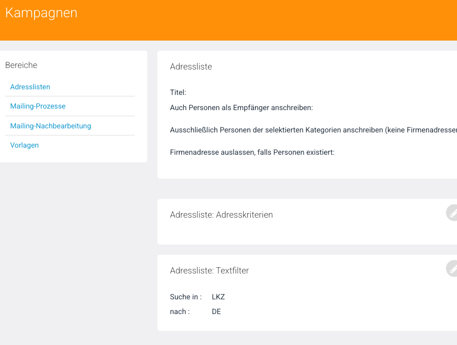 Teilnehmerliste: Stichprobe Name und E-Mail