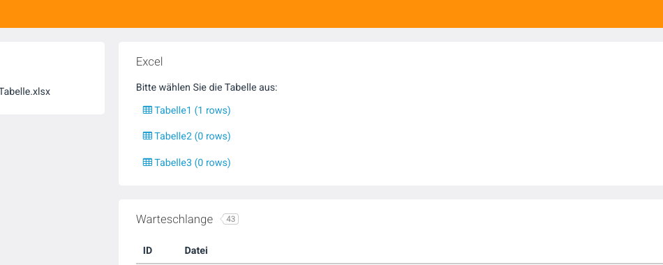 Tabellenauswahl nach Upload