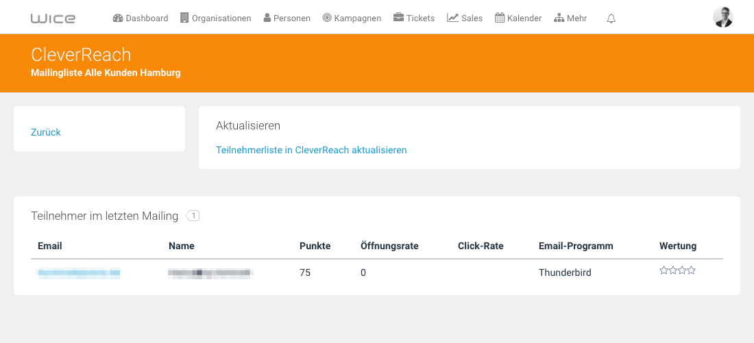 Cleverreach Mailingsliste Details