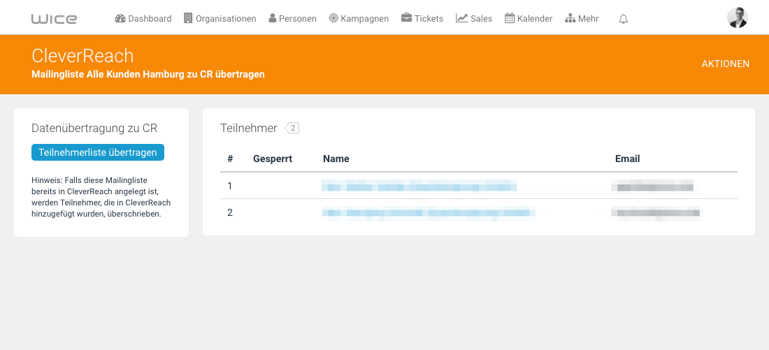 Cleverreach Mailingliste übertragen