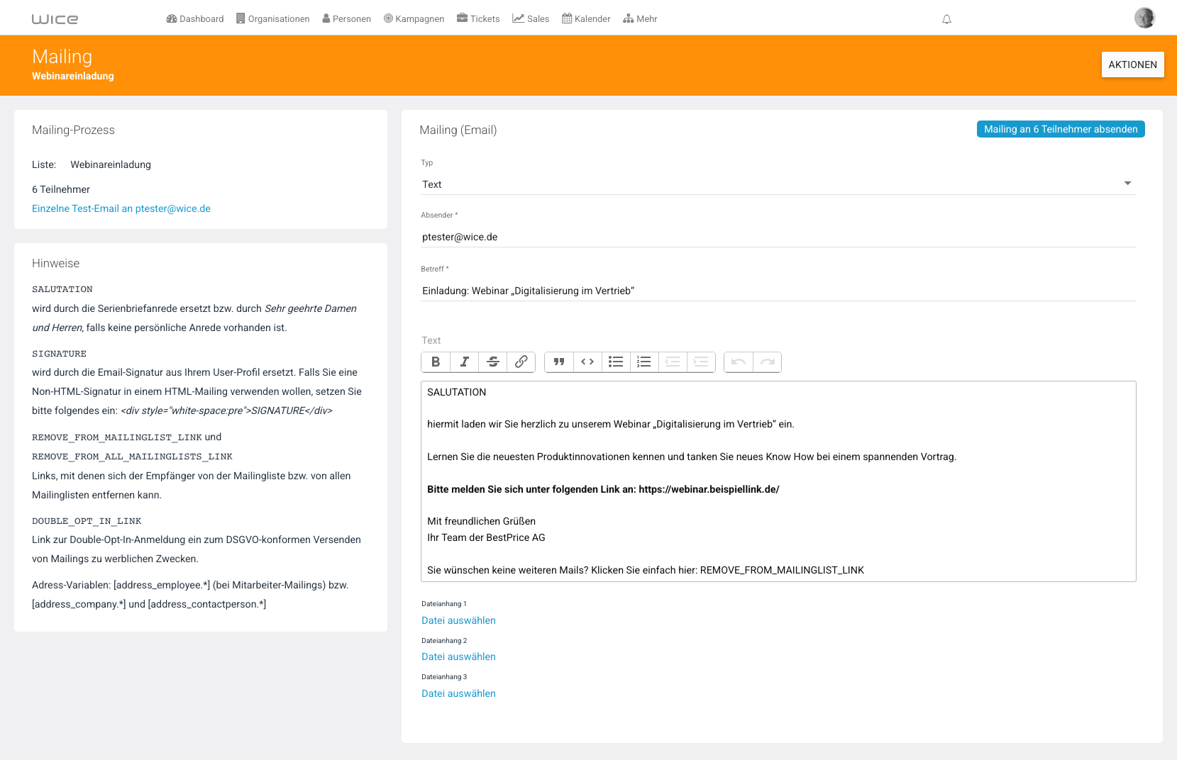 Formular ausgefüllt