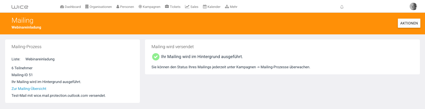 Mailing wird versendet