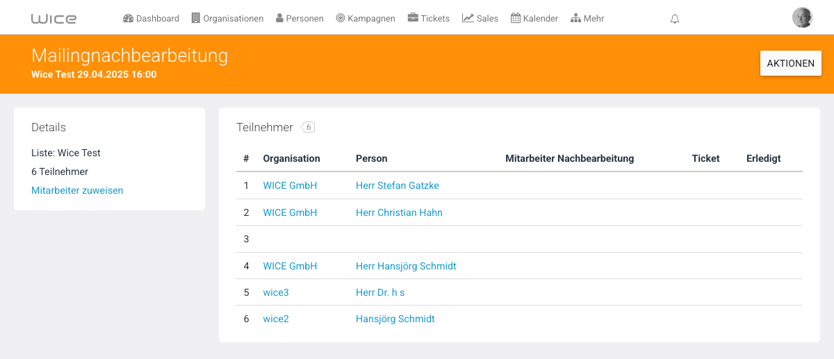 Mailing-Nachbearbeitung Detailansicht unbearbeitet
