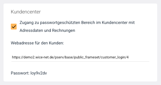 Organisation — Kundencenter-Zugang mit Portal-URL