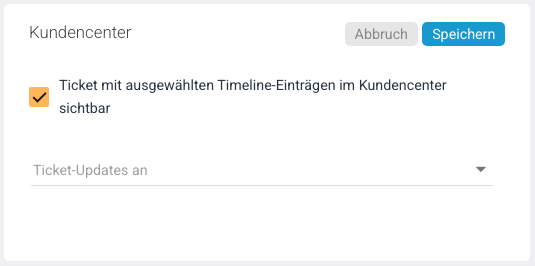 Ticket — Bereich Kundencenter (linkes Panel)