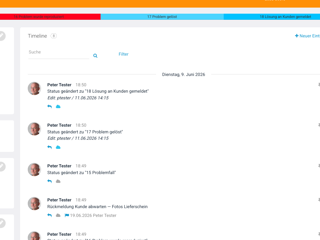 Timeline — Wolke-Symbol zur Portal-Freigabe