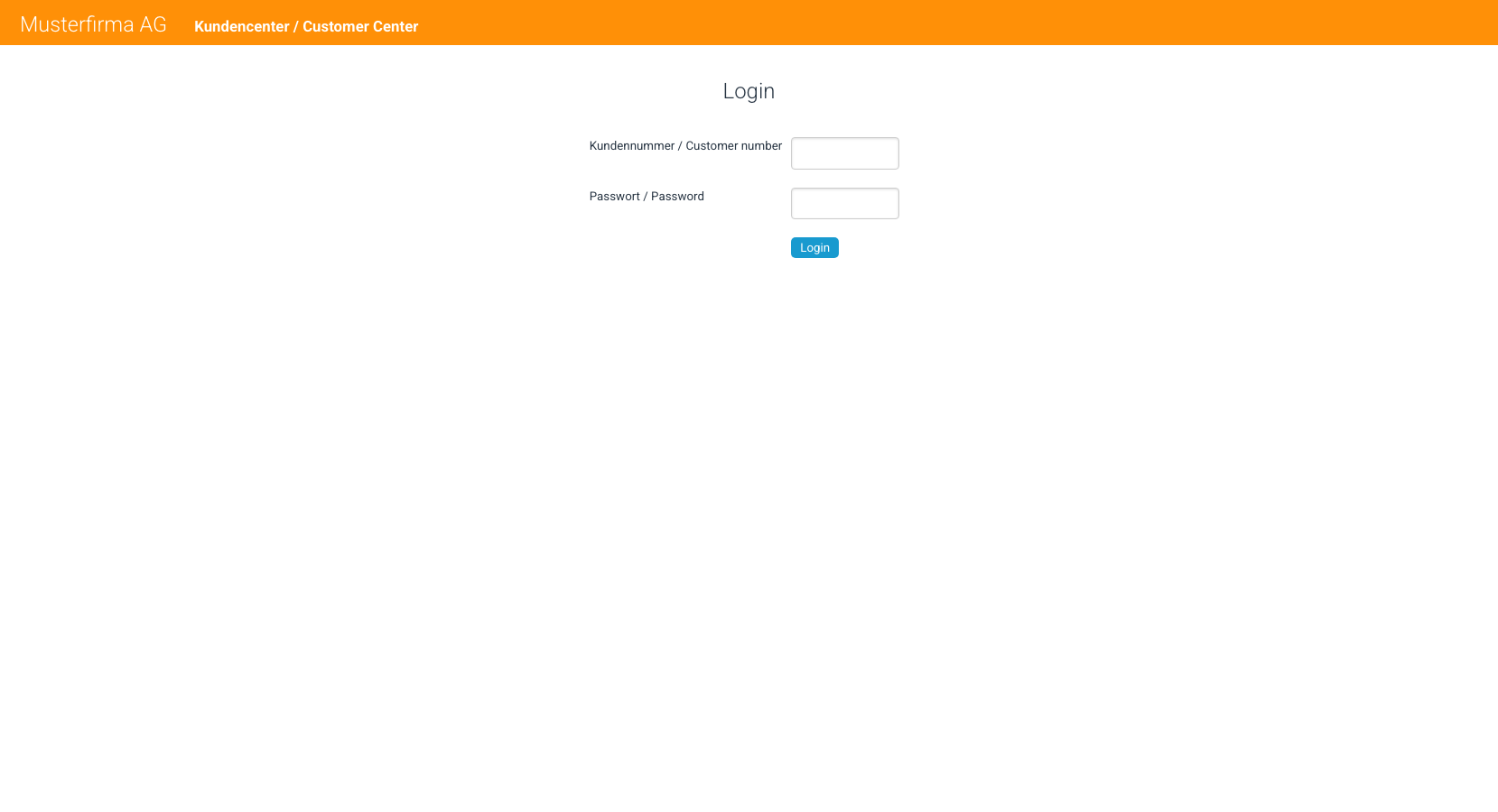 Kundencenter — Login-Seite