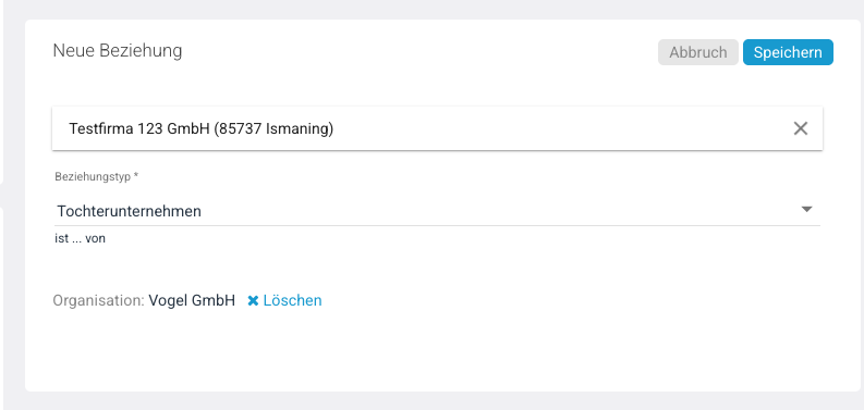 Ausgefülltes Formular vor dem Speichern