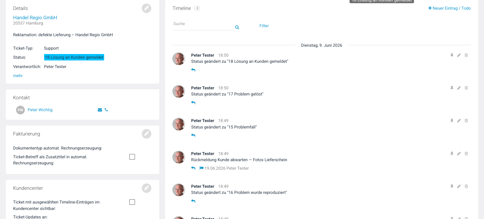 Timeline nach Abschluss