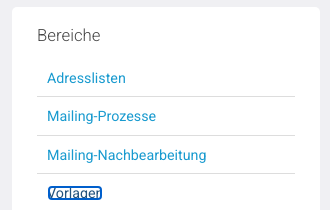 Kampagnen-Navigation: Bereiche mit Vorlagen